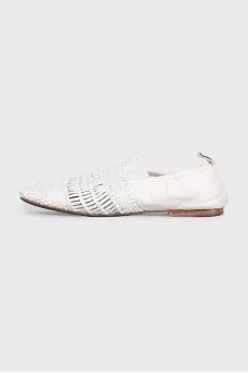 Woven leather moccasins
