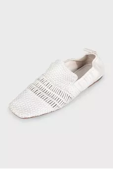 Woven leather moccasins