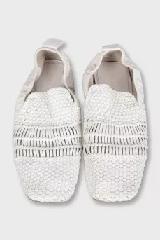 Woven leather moccasins