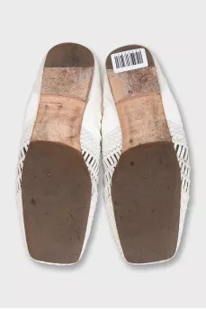 Woven leather moccasins