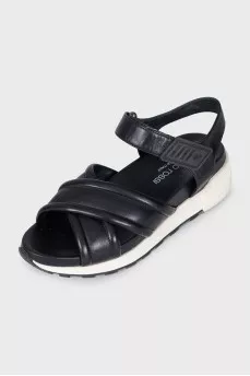 Black leather sandals