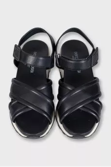 Black leather sandals