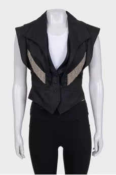 Black fringed vest