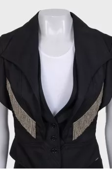 Black fringed vest