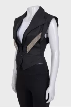 Black fringed vest