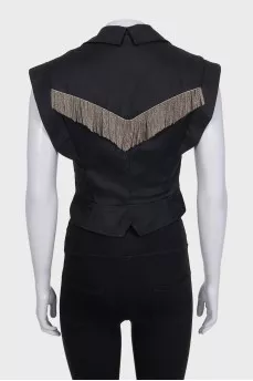 Black fringed vest