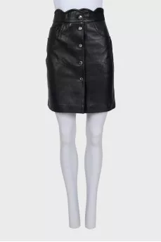 Black leather skirt with buttons