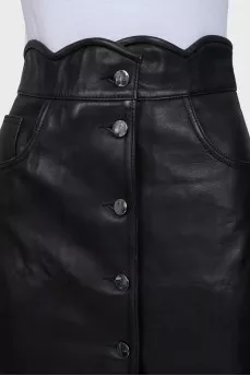 Black leather skirt with buttons