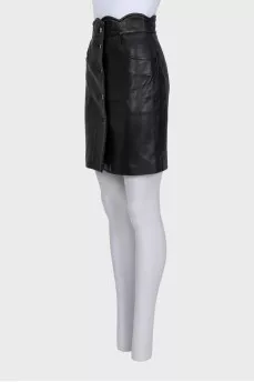 Black leather skirt with buttons