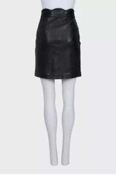 Black leather skirt with buttons