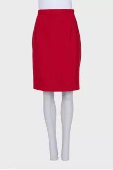 Red wool pencil skirt