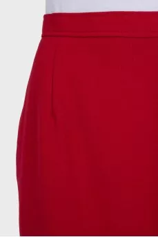 Red wool pencil skirt