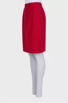 Red wool pencil skirt