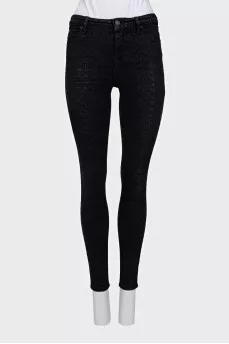 Черные джинсы skinny fit с замшевыми вставками
