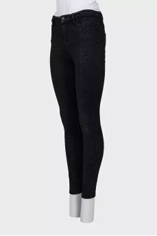 Черные джинсы skinny fit с замшевыми вставками