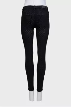 Черные джинсы skinny fit с замшевыми вставками