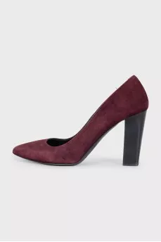 Suede pointed toe heels