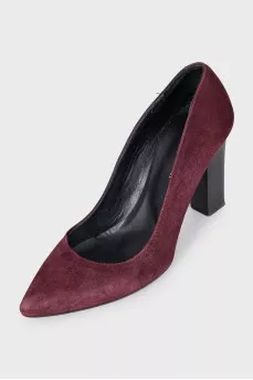 Suede pointed toe heels