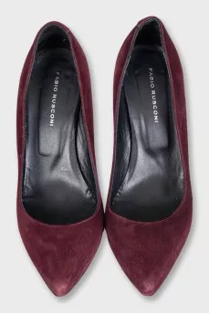 Suede pointed toe heels