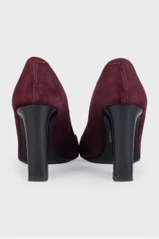 Suede pointed toe heels