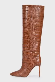 Brown boots with embossing