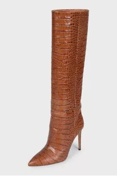 Brown boots with embossing