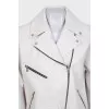 White leather jacket with print