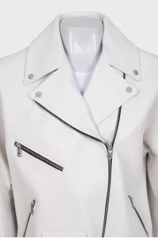 White leather jacket with print