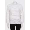 White chunky knit sweater