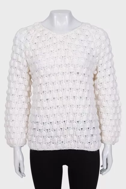 White chunky knit sweater