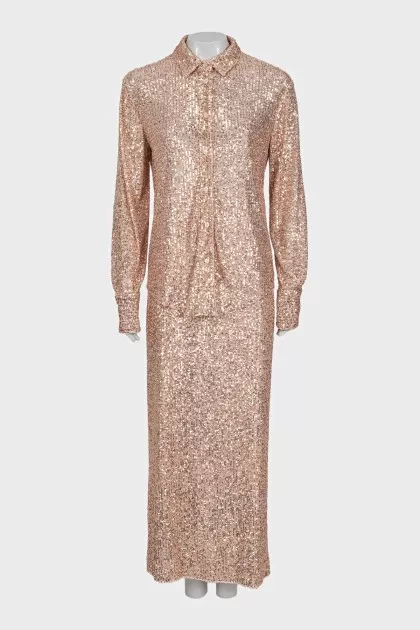Pink suit decorated with sequins