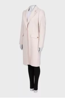 Beige single-breasted wool and cashmere coat