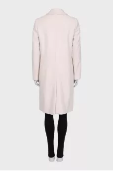 Beige single-breasted wool and cashmere coat