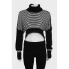 Cropped sweater with striped print