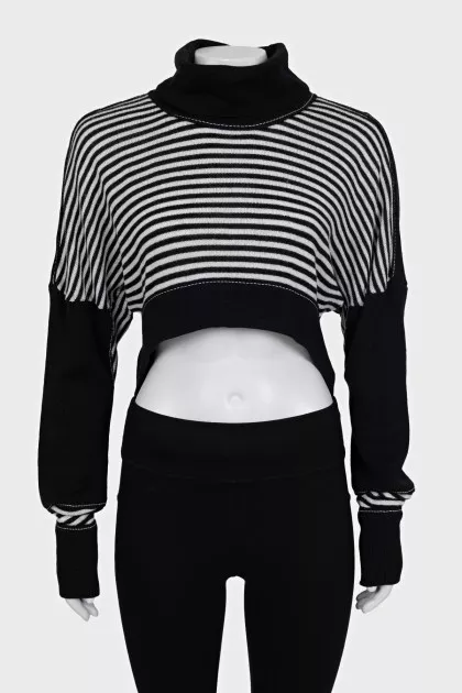 Cropped sweater with striped print