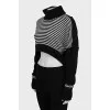 Cropped sweater with striped print