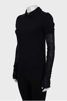 Black wool jumper with double sleeves