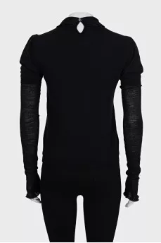 Black wool jumper with double sleeves