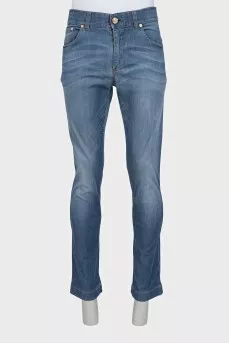 Men's straight-leg jeans with gold hardware