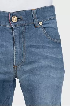Men's straight-leg jeans with gold hardware