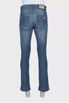 Men's straight-leg jeans with gold hardware