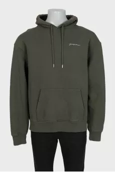 Men's green hoodie with embroidered logo