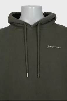 Men's green hoodie with embroidered logo