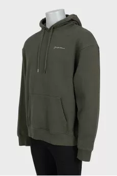 Men's green hoodie with embroidered logo