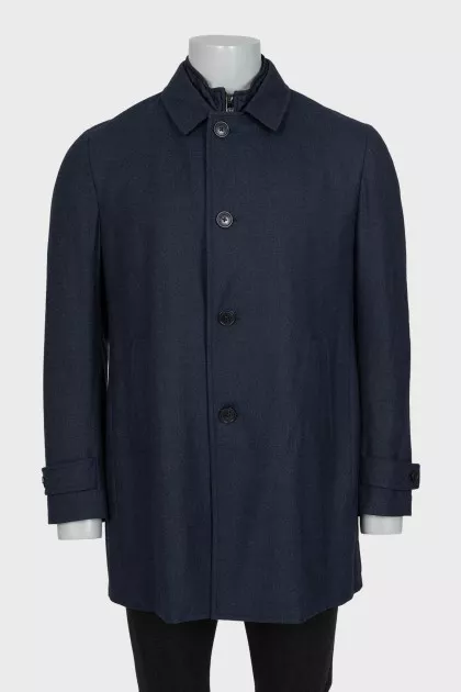 Men's blue cropped wool coat