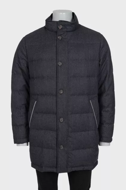 Men's gray quilted down jacket