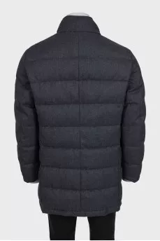 Men's gray quilted down jacket