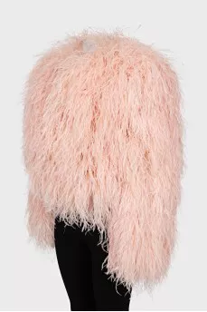 Pink jacket decorated with feathers