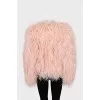 Pink jacket decorated with feathers