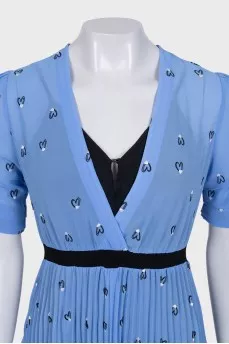 Blue dress with heart print